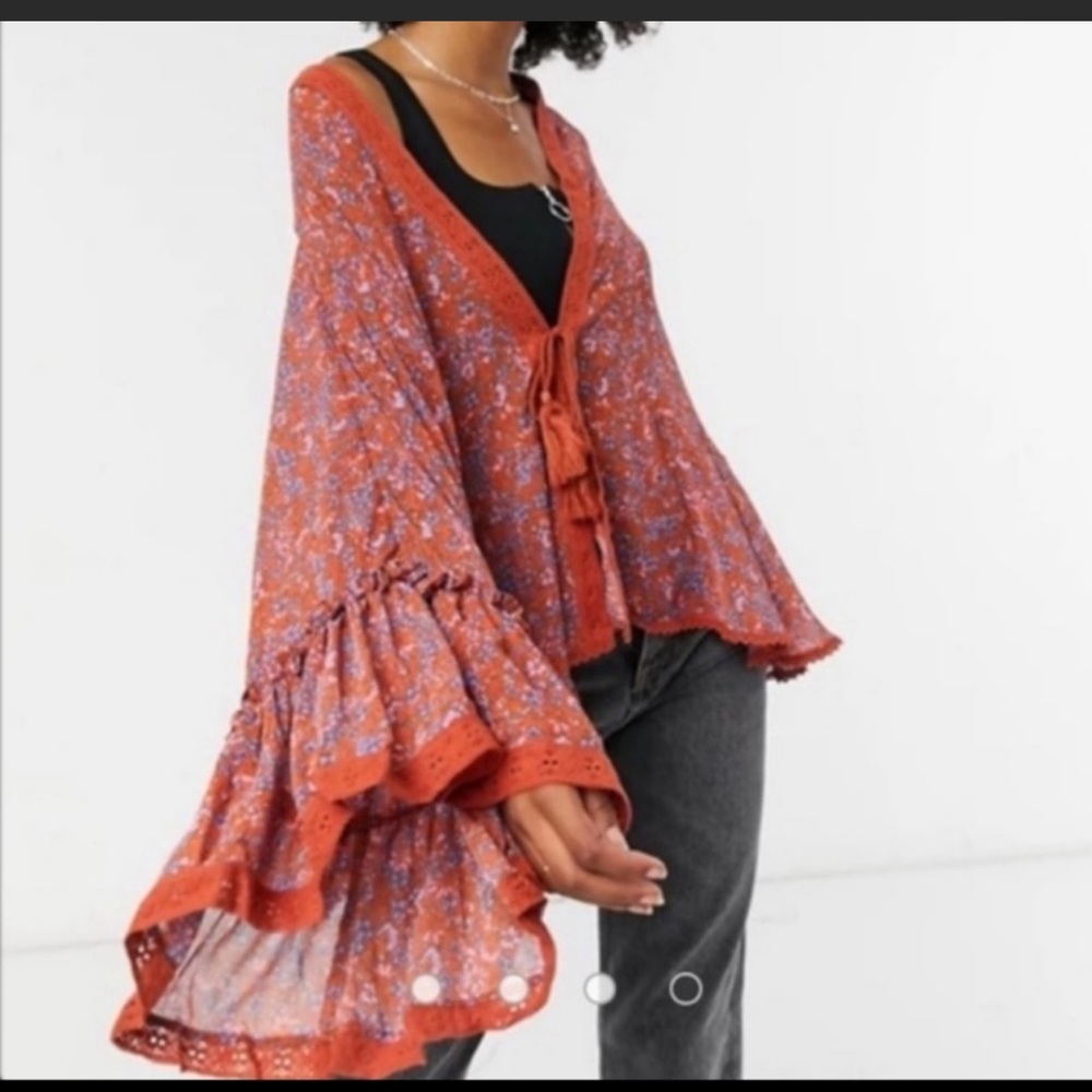 NWT Free People Lola Kimono Wild Red